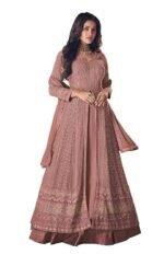 Women's Maxi Anarkali Dress (122-PINK_Pink_Free Size)