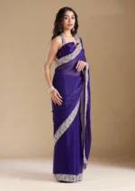 Violet Zariwork (Silver) Chiffon Saree - Image 4